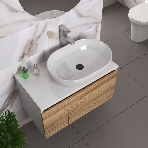Комплект для ванной, 4 предмета (Тумба подвесная Bau Blackwood 80 + Раковина BAU 59х40 + Смеситель высокий Hotel Still, нерж. сталь, выпуск черный), фото 1