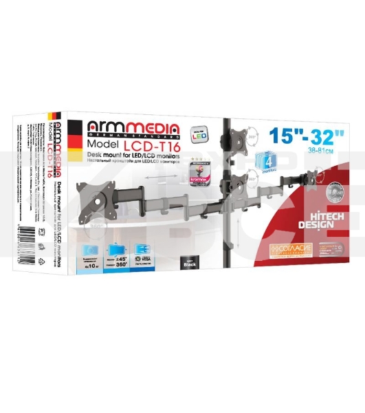 Кронштейн для мониторов Arm Media LCD-T16 черный 15