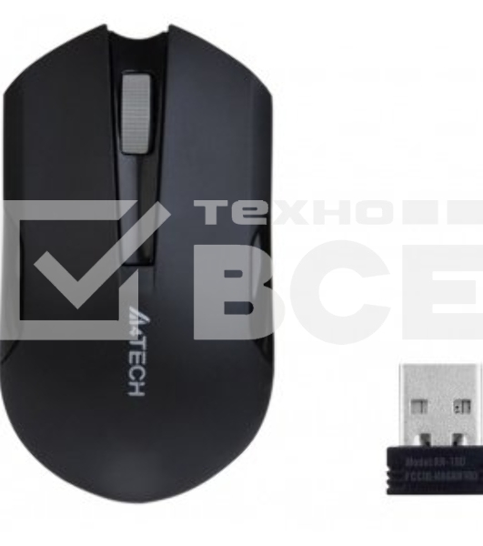 Мышь беспроводная A4Tech G3-200NS черный, 1200 dpi, радиоканал, USB, кнопки - 3