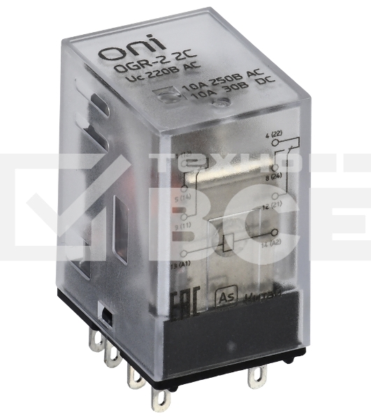 Реле общего назначения OGR-2 2C 220В AC ONI OGR-2-2C-AC220V