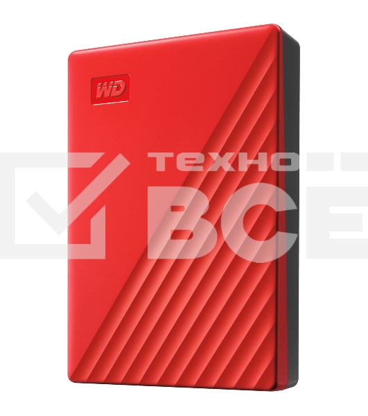 Накопитель Portable HDD 5TB WD My Passport (Red), USB 3.2 Gen1, 107x75x19mm, 210g /12 мес./