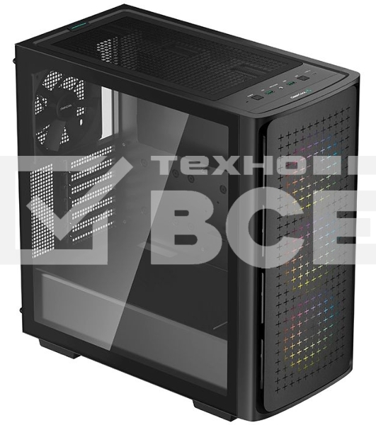 Компьютерный корпус Deepcool CK560 без БП, боковое окно (закаленное стекло), 3xARGB LED 120мм вентилятора спереди и 1x140мм вентилятор сзади, черный, ATX