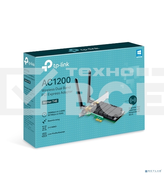 Адаптер TP-LINK ARCHER T4E AC1200 Двухдиапазонный Wi-Fi адаптер PCI Express