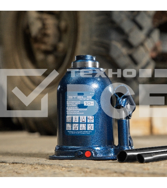 Домкрат гидравлический бутылочный телескопический, 10 т, подъем 180-430 мм Stels