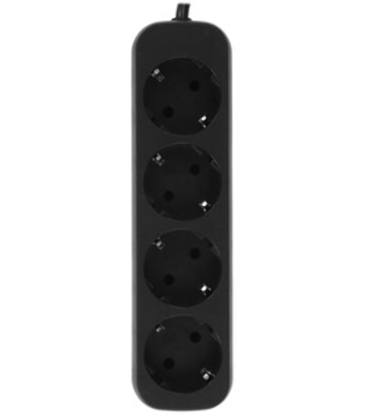 Удлинитель Defender M418 черный, 1.8 м, EURO, 4 розетки, 2200 Вт