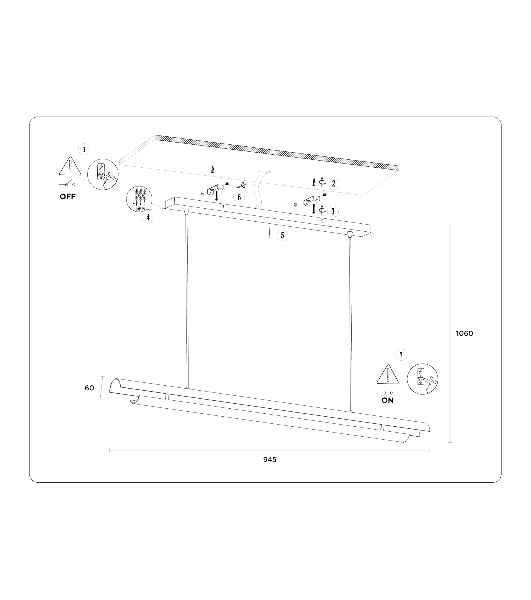 Светильник Ambrella light TN71337 BK черный LED 10W 4200K 945*60*1060