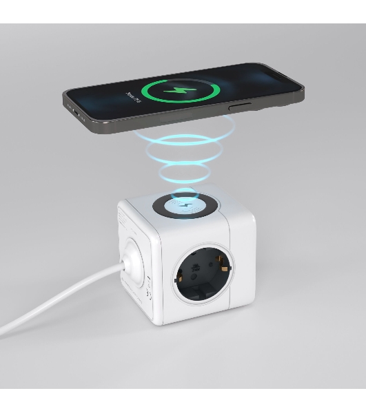 Розеточный блок 3-местный + 3 USB + беспроводная зарядка