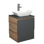 Тумба Bau Dream Blackwood 50 графит, раковина BAU Spectrum mini 47х24 смеситель для раковины высокий Hotel Still, нержавеющая сталь, фото3
