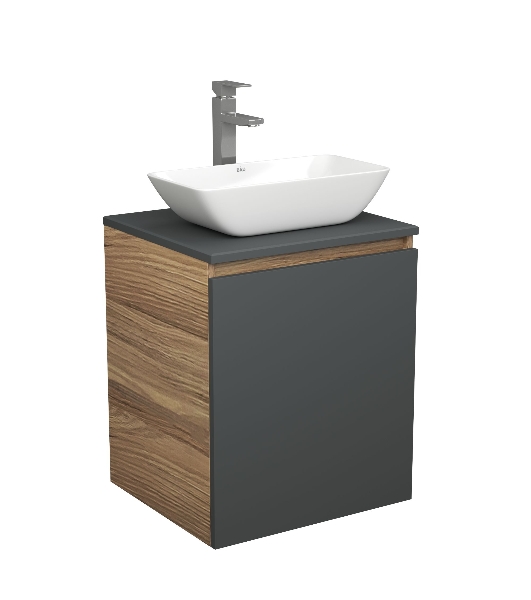 Тумба Bau Dream Blackwood 50 графит, раковина BAU Spectrum mini 47х24 смеситель для раковины высокий Hotel Still, нержавеющая сталь