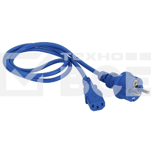 Шнур питания C13-Schuko прямая, 3х0.75, 220В, 10А, синий, 1.8 метра