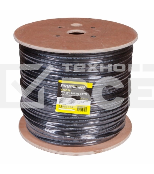 Кабель витая пара PROconnect FTP 4PR 24AWG, CAT5e, наружный (OUTDOOR) + ТРОС*1 (бухта 305 м)