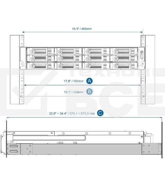 Дисковый массив QNAP RAIL-A03-57 Комплект направляющих для для стоечных устройств не более 2U: SS-ECxx79U-SAS-RP,TS-xx79U-RP,TS-EC