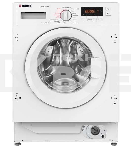 Встраиваемая стиральнo-сушильная машина Hansa WDHG814BIB, Загрузка 8кг стирка, 6 кг сушка, максимальная скорость отжима 1400 (об/мин), класс энергоэффективности - А, глубина 54см, объем барабана 53л. Кол-во программ 16, дополнительно - отсрочка старта, ре