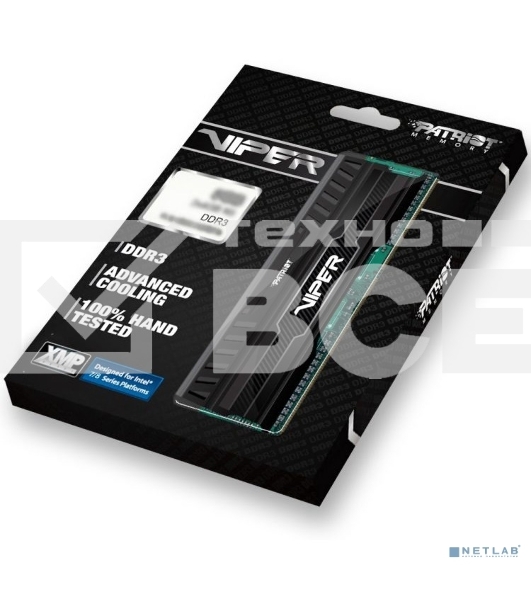 Оперативная память Patriot Viper 3, DDR3, 16GB (2x8 GB), 1600 MHz, CL10, радиатор, черный