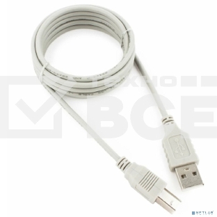 Кабель USB2.0 Cablexpert CC-USB2-AMBM-6-N, AM/BM, медь, 1.8м, серый, пакет