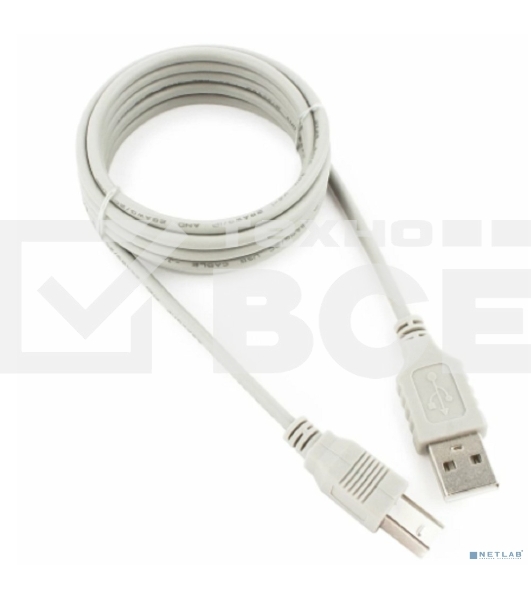 Кабель USB2.0 Cablexpert CC-USB2-AMBM-6-N, AM/BM, медь, 1.8м, серый, пакет