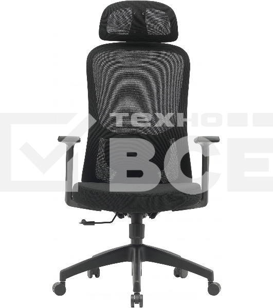 Кресло компьютерное Cactus CS-MC515-BK черный, сиденье черный, сетка/ткань, с подголов. крестов. пластик, пластик черный