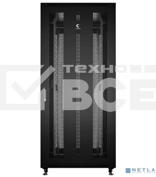 Шкаф серверный напольный Cabeus, IP20, 42U, 2055х800х1000 мм (ВхШхГ), дверь: перфорация, боковая панель: сплошная, разборный, черный