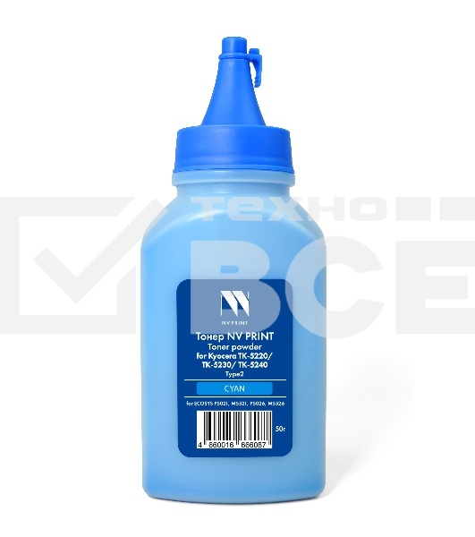 Тонер NVPrint для Kyocera TK-5220/TK-5230/TK-5240 Type2 (50г) Cyan совместимый