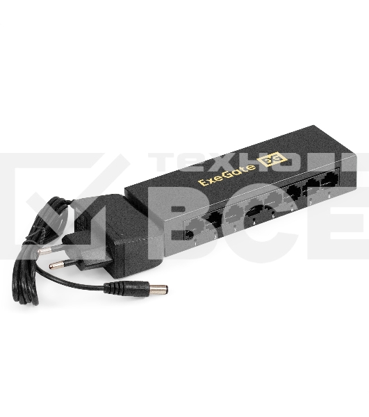 Коммутатор неуправляемый ExeGate EDES-1008D (8-портовый UTP 10/100Mbps, металлический корпус, с функцией энергосбережения (EEE), настольный/настенный)