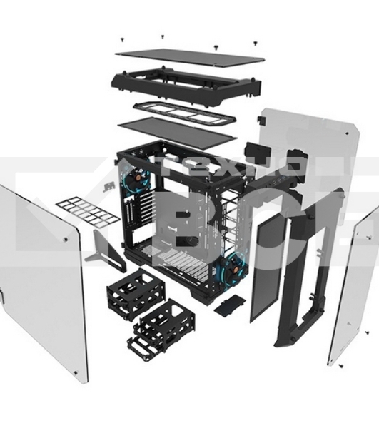 Корпус View 71 TG (840574) CA-1I7-00F1WN-00 /Black/Win/SPCC/Tempered Glass*4/Color Box/Riing 140mm Blue Fan*2