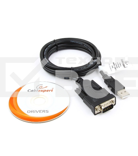 Конвертер USB->SERIAL Cablexpert UAS-DB9M-02 AM/DB9M, 1,5 м, PL2303TA, WinXP-Win8, черный, пакет