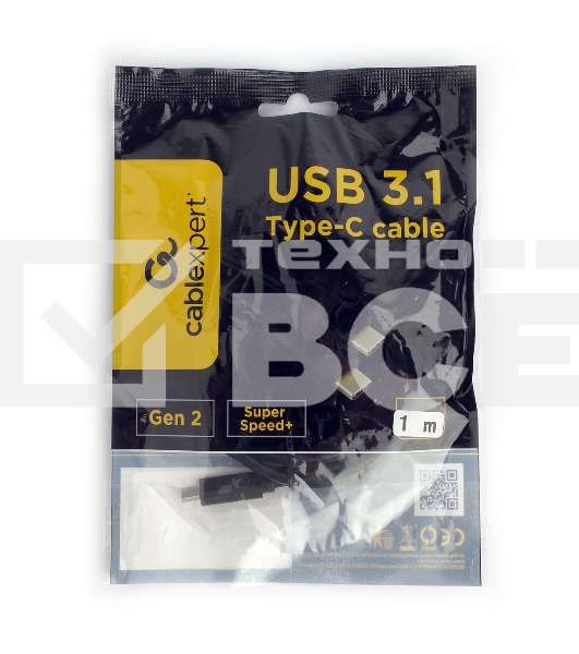 Кабель USB Cablexpert CCP-USB-CMCM2-1M, USB3.1 Type-C/Type-C, Gen.2, 10Gbit/s, 5A, 1м, пакет