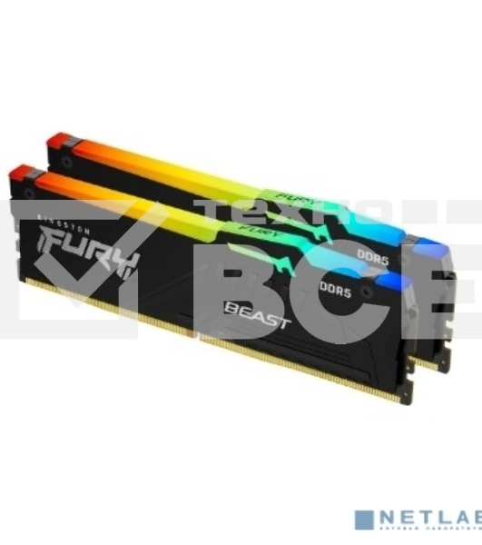 Оперативная память Kingston Fury Beast Expo, DDR5, 16GB (2x8GB), 5200MHz, CL36, с радиаторами, RGB, черный