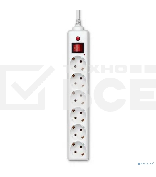 Сетевой фильтр Buro 600SH-16-1.8-W 1.8м (6 розеток) белый (коробка)