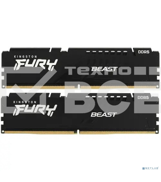 Оперативная память Kingston Fury Beast, DDR5, 32GB (2x16GB), 5600MHz, CL40, с радиаторами, черный