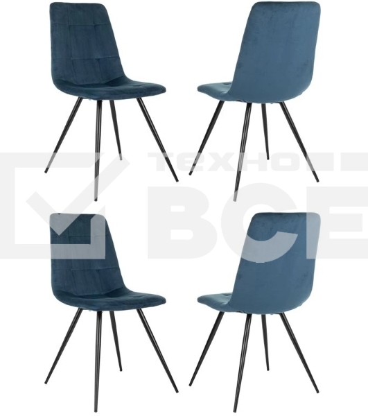 Стул для дома Бюрократ CH-K1_4 комплект 4 шт синий Holland 58 металл черный на ножках (CH-K1_1/HL58_4)