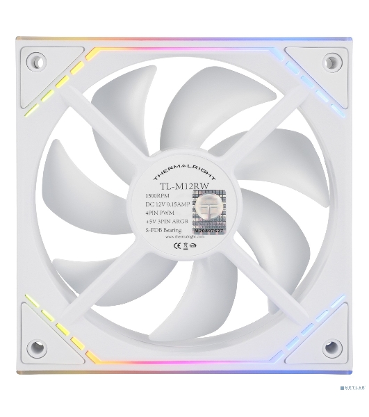 Кулер для корпуса Thermalright TL-M12RW Reverse (124x120x25mm, 4-pin PWM, ARGB, 42.6CFM, 23.2dBA, 1500RPM, White)