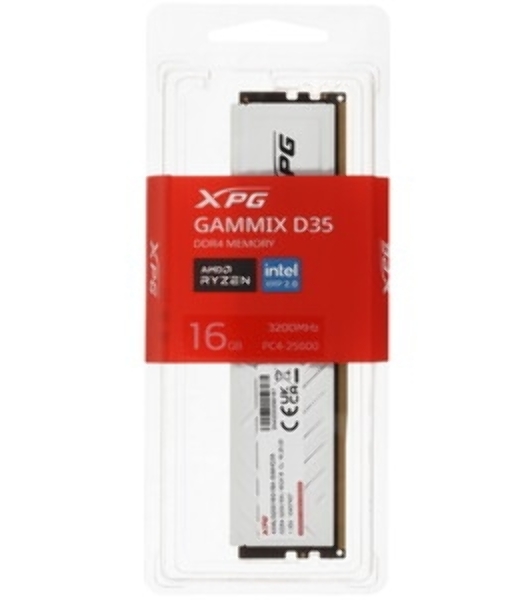 Оперативная память XPG Gammix D35, DDR4, 32GB (1*32Gb) 3200MHz, CL16, UDIMM, с радиатором, белый