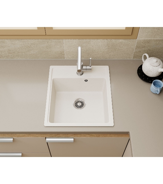 Мойка для кухни BAU Stil Pro 43х49, без выпуска, белый песок