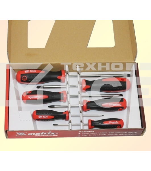 Набор отверток Matrix сталь s2 двухкомпонентные рукоятки 6шт