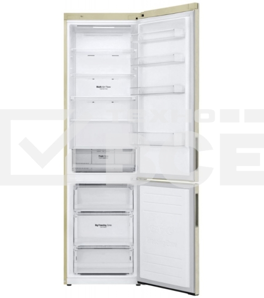 Холодильник LG GA-B509CESL бежевый глянцевый двухкамерный 277/107л морозилка снизу, No Frost