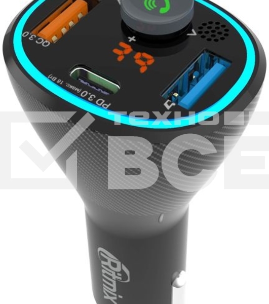 Автомобильный FM-модулятор Ritmix FMT-B300 черный BT USB (80000849)