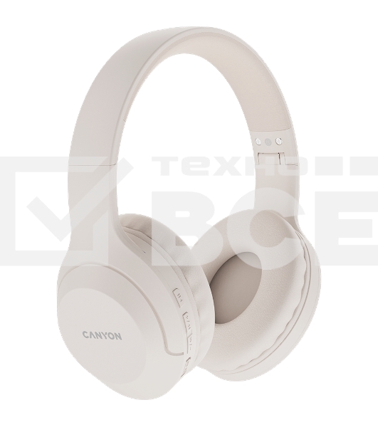 Гарнитура CANYON BTHS-3, Bluetooth headset,with microphone, BT V5.1 JL6956, battery 300mAh, Type-C charging plug, PU material, size:168*190*78mm, charging cable 30cm and audio cable 100cm, Beige