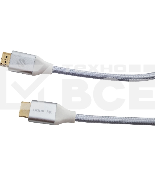 Кабель аудио-видео Cactus CS-HDMI.2.1-1 HDMI (m)/HDMI (m) 1м. Позолоченные контакты серебристый