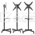 Мобильная стойка напольная Kromax OMEGA-16 черный для TV 26'-60', max вес 35 кг, наклон ±10°, пов. 360° высота 1385 мм, max VESA 400x400 мм, фото2