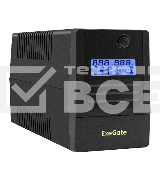 Источник бесперебойного питания ExeGate Smart LB-650.LCD.AVR.2SH (650VA/390W, LCD, AVR, 2*Schuko, батарея 12V 7Ah, черный)