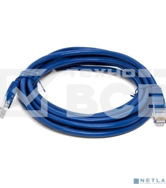 Кабель патч-корд, Filum FL-U6-3M-BL U/UTP 6 cat. 3м, 26AWG(7x0.16 мм), омедненный алюминий (CCA), PVC, синий