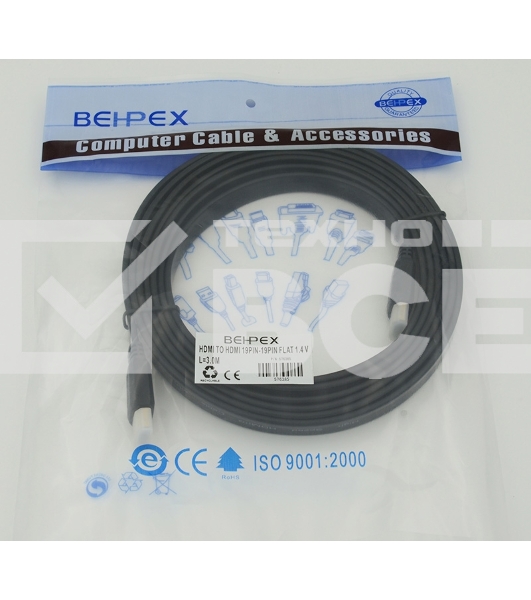 Кабель аудио-видео Behpex HDMI (m)/HDMI (m) 3м. черный