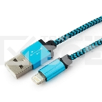 Кабель USB 2.0 Cablexpert CC-ApUSB2bl1m, AM/Lightning 8P, 1м, нейлоновая оплетка, алюминиевые разъемы, синий, пакет, фото7