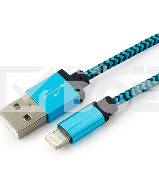Кабель USB 2.0 Cablexpert CC-ApUSB2bl1m, AM/Lightning 8P, 1м, нейлоновая оплетка, алюминиевые разъемы, синий, пакет