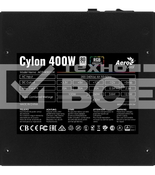 Блок питания Aerocool / Formula CYLON 400, 400Вт, 80 PLUS, 120мм, черный