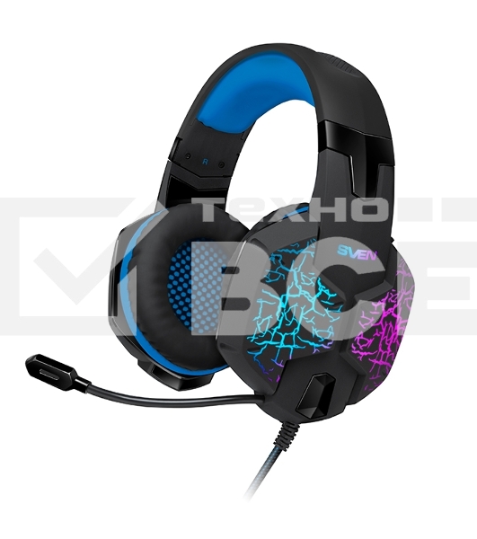 Гарнитура SVEN AP-U980MV, черный-синий (USB, LED, 7.1, 2.2m)