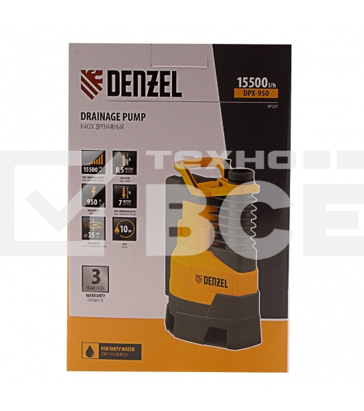 Насос Denzel DPХ950 дренажный х-pro 950Вт подъем 8.5м 15500л/ч