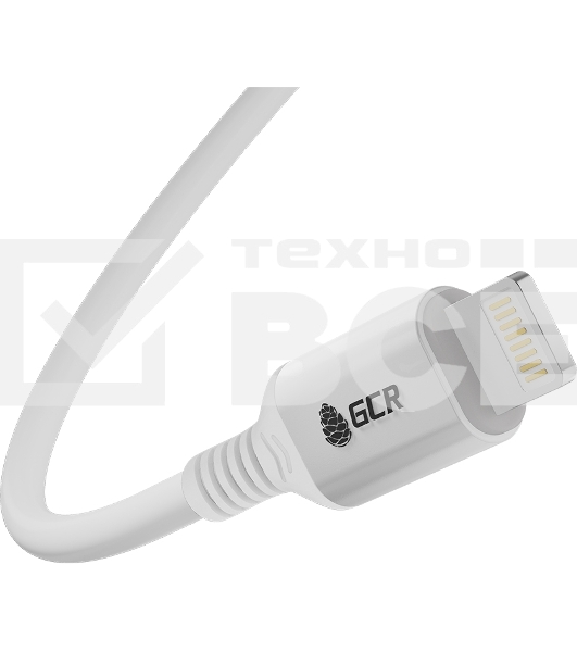 Кабель GCR PREMIUM 3.0m TypeC/Lightning MFI POWER DELIVERY 18 W, быстрая зарядка, белый силикон, AL case белый, белый ПВХ, GCR-53756