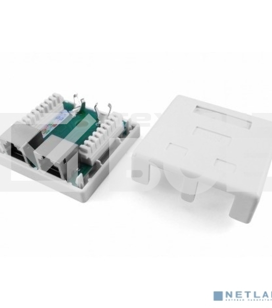 Розетка компьютерная RJ-45(8P8C), категория 5e, экранированная, двойная, внешняя, Dual IDC Hyperline SB1-2-8P8C-C5e-SH-WH